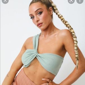 Missguided x Delaney childs one shoulder wrap crop top